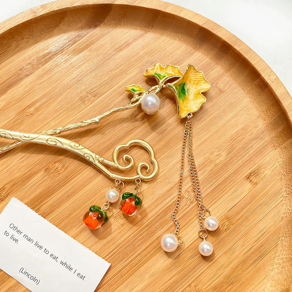 Hairpin Alloy Ginkgo Biloba Handmade Ancient Style