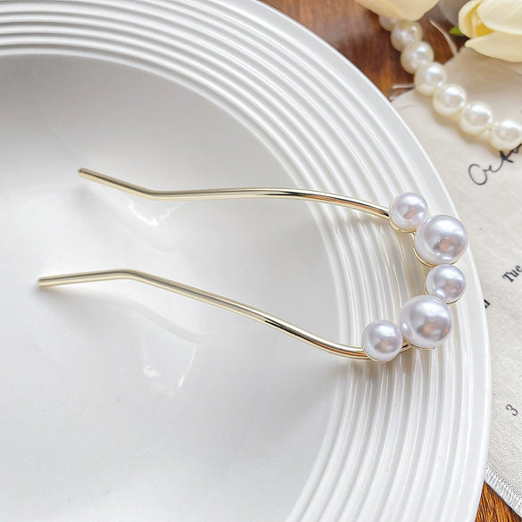 Hairpin Alloy Pearl Ushaped Handmade Retro Women's Hair Accessories