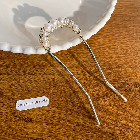 Hairpin Alloy Pearl Ushaped Handmade Retro Women's Hair Accessories