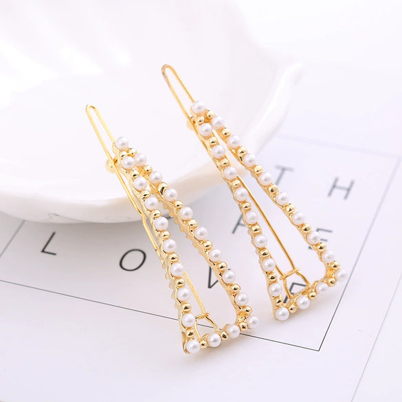 Hairpin Artificial Crystal And Zinc Alloy Geometric Heartshaped Pearl Hair Accessories For Female Wholesale
