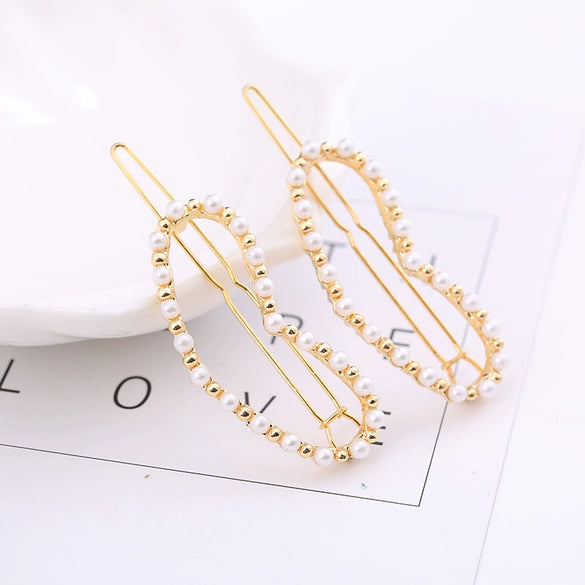 Hairpin Artificial Crystal And Zinc Alloy Geometric Heartshaped Pearl Hair Accessories For Female Wholesale