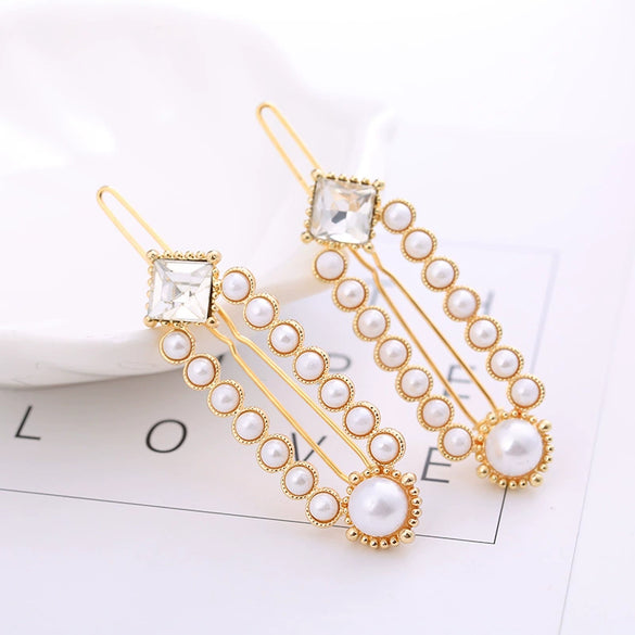 Hairpin Artificial Crystal And Zinc Alloy Geometric Heartshaped Pearl Hair Accessories For Female Wholesale