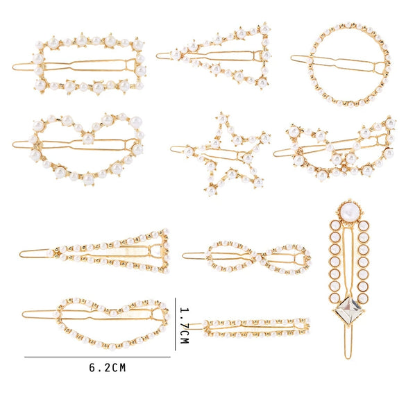 Hairpin Artificial Crystal And Zinc Alloy Geometric Heartshaped Pearl Hair Accessories For Female Wholesale