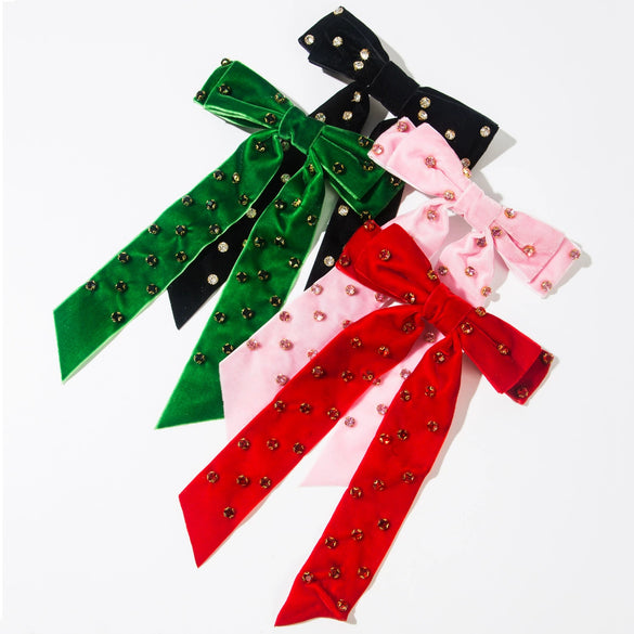 Hairpin Cloth Geometric Diamond Spring Clip Doublelayer Bow Fashionable Ladylike Hair Accessory