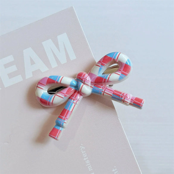 Hairpin Mixed Materials Polka Dot Heart Plaid Handmade