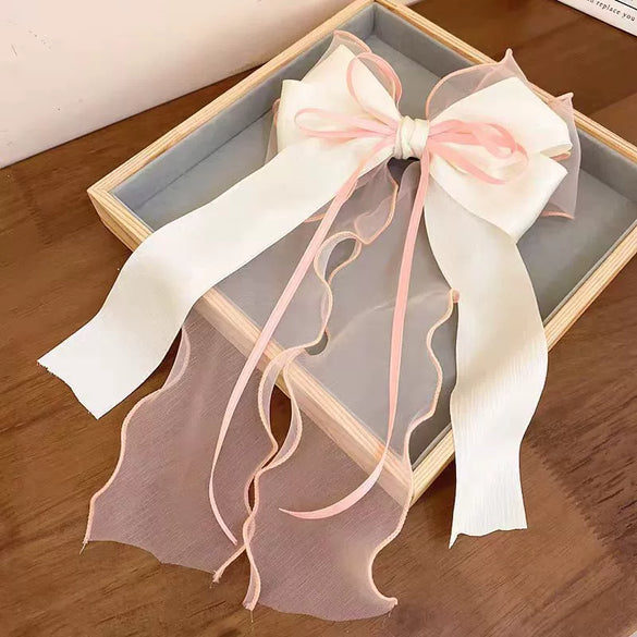 Hairpin Polyester Cotton Little Fresh Style Purely Handmade Bow Spring Clip Women's Accessories