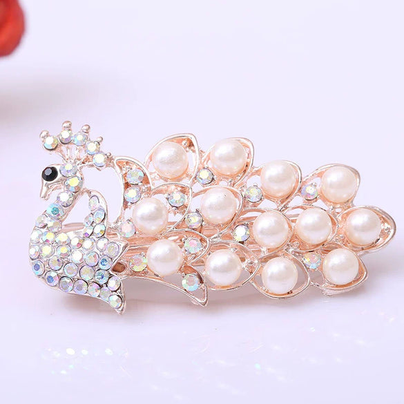 Hairpin Rhinestone Alloy Pearl Peacock Natural Style