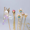 Hairpin Sandalwood Pearl Geometric Retro Handmade