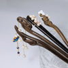 Hairpin Sandalwood Pearl Geometric Retro Handmade