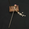 Hairpin Sandalwood Pearl Geometric Retro Handmade