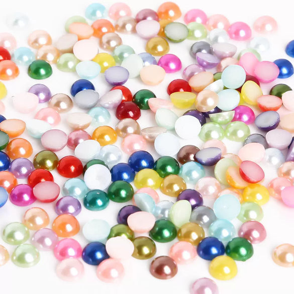 Half Face Hair Accessories Abs Imitation Pearl Semicircle Flat Bottom Diy Handmade Bow