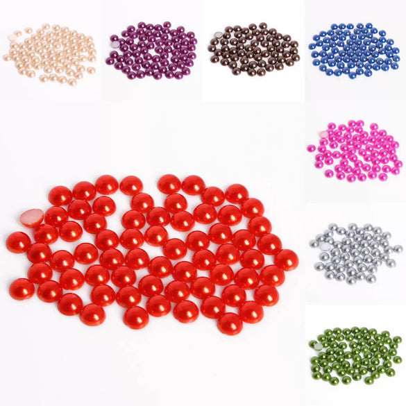 Half Face Hair Accessories Abs Imitation Pearl Semicircle Flat Bottom Diy Handmade Bow
