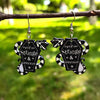 Halloween Acrylic Earrings With Letter Love Tombstone Snake Totem Pattern Double Sided Bright Faced Dark Printing For Women