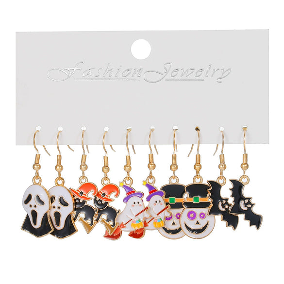 Halloween Alloy Drop Earrings With White Ghost Design For Women
