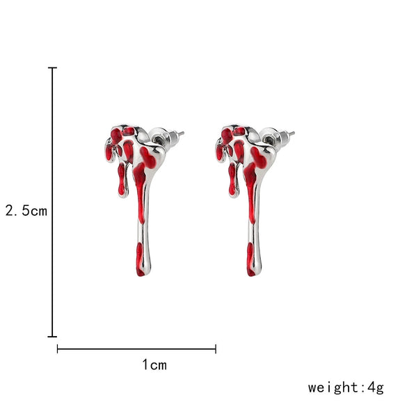 Halloween Alloy Electroplated Geometric Lava Drop Blood Earrings Unisex Gothic Dark Style