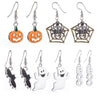 Halloween Alloy Pumpkin Earrings With Bat Spider And Ghost Cartoon Charms In A Fun Punk Hip Hop Style