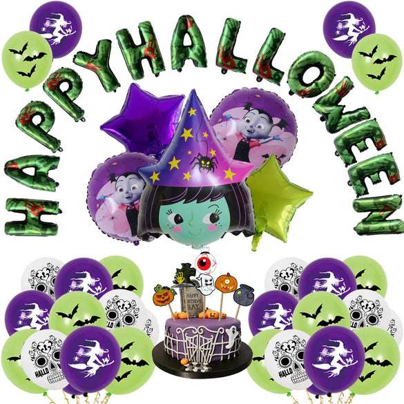 Halloween Aluminum Film Balloon Combination Round Ornament Balloon For Party Decoration Latex Material