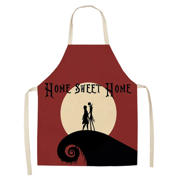 Halloween Apron Cotton Linen Castle Pumpkin Creative Apron Graphic Customization Kitchen Household Oil-Proof Anti-Fouling Apron