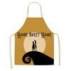 Halloween Apron Cotton Linen Castle Pumpkin Creative Apron Graphic Customization Kitchen Household Oil-Proof Anti-Fouling Apron