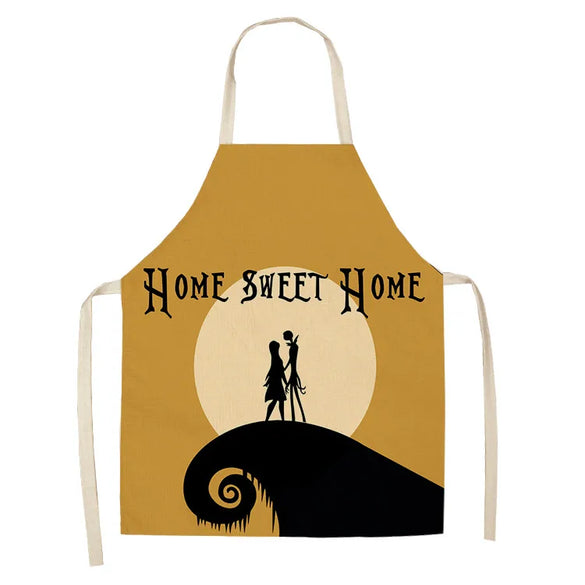 Halloween Apron Cotton Linen Castle Pumpkin Creative Apron Graphic Customization Kitchen Household Oil-Proof Anti-Fouling Apron