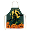 Halloween Apron Cotton Linen Castle Pumpkin Creative Apron Graphic Customization Kitchen Household Oil-Proof Anti-Fouling Apron