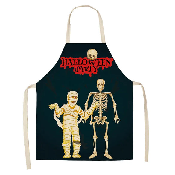 Halloween Apron Cotton Linen Castle Pumpkin Creative Apron Graphic Customization Kitchen Household Oil-Proof Anti-Fouling Apron
