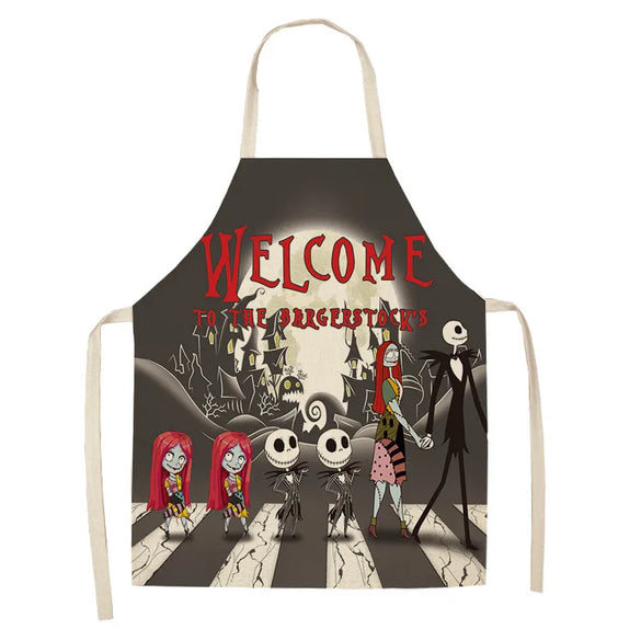 Halloween Apron Cotton Linen Castle Pumpkin Creative Apron Graphic Customization Kitchen Household Oil-Proof Anti-Fouling Apron