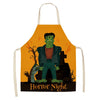 Halloween Apron Cotton Linen Castle Pumpkin Creative Apron Graphic Customization Kitchen Household Oil-Proof Anti-Fouling Apron