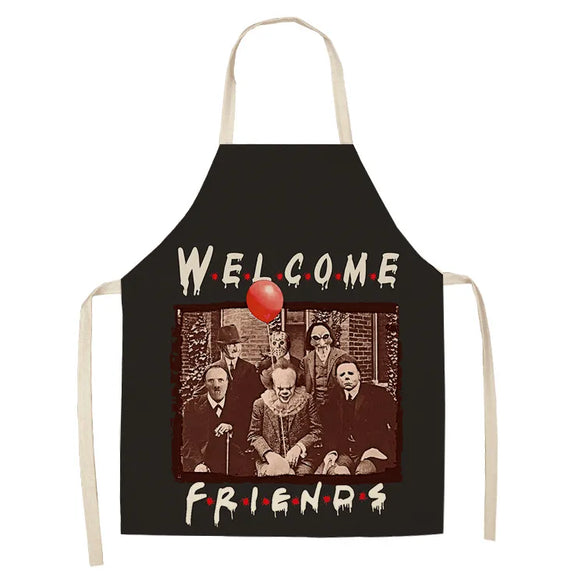 Halloween Apron Cotton Linen Castle Pumpkin Creative Apron Graphic Customization Kitchen Household Oil-Proof Anti-Fouling Apron