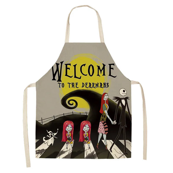 Halloween Apron Cotton Linen Castle Pumpkin Creative Apron Graphic Customization Kitchen Household Oil-Proof Anti-Fouling Apron