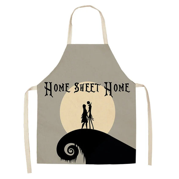 Halloween Apron Cotton Linen Castle Pumpkin Creative Apron Graphic Customization Kitchen Household Oil-Proof Anti-Fouling Apron