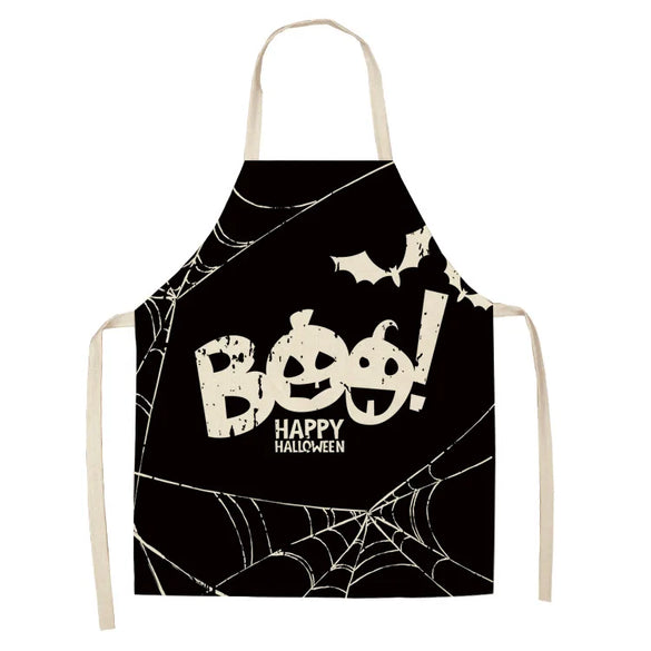 Halloween Apron Cotton Linen Castle Pumpkin Creative Apron Graphic Customization Kitchen Household Oil-Proof Anti-Fouling Apron