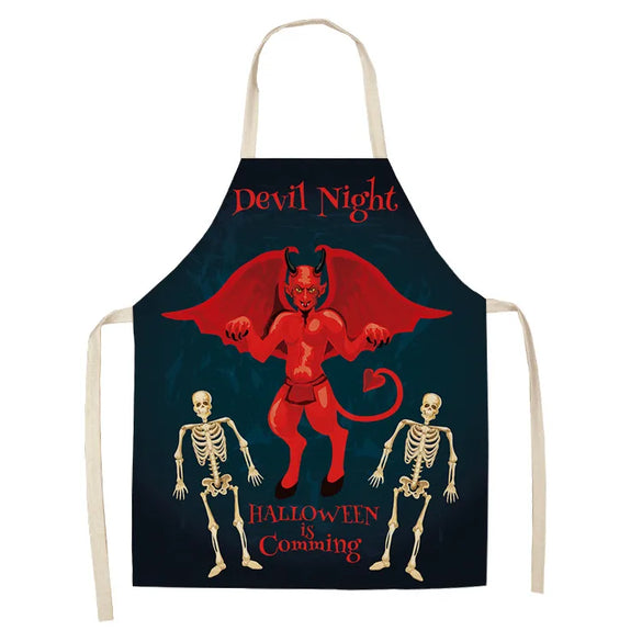 Halloween Apron Cotton Linen Castle Pumpkin Creative Apron Graphic Customization Kitchen Household Oil-Proof Anti-Fouling Apron