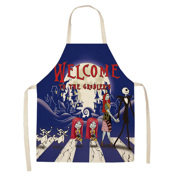 Halloween Apron Cotton Linen Castle Pumpkin Creative Apron Graphic Customization Kitchen Household Oil-Proof Anti-Fouling Apron