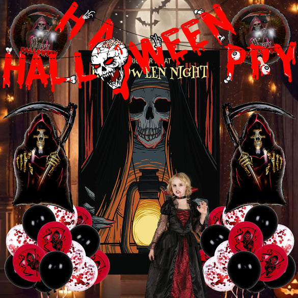 Halloween Balloon Arch Set With Round Balloons And Latex Material For Party Decoration