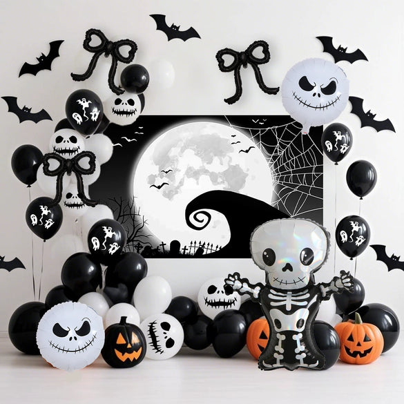 Halloween Balloon Set Aluminum Film And Latex Round Decorative Balloons For Party Background Decoration