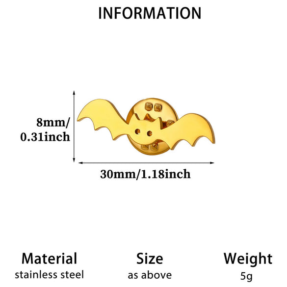 Halloween Bat Brooch Pin Electroplated Stainless Steel Animal Badge For Women Cute Dualpurpose Fashion Accessory