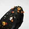Halloween Cloth Headband With Ghost Pumpkin Diamond Decor Women's Holiday Hair Accessory