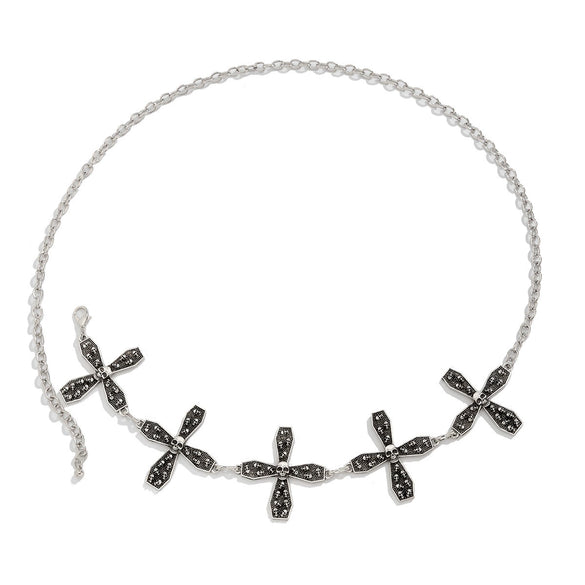 Halloween Dark Cross Skull Waist Chain Body Chain Metal Female