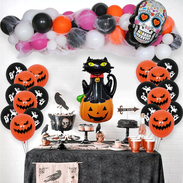 Halloween Decoration Aluminum Film And Latex Balloon Suit Round Shape