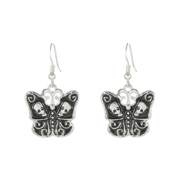 Halloween Earrings Alloy Butterfly Skull Cartoon Gothic Punk Dark Electroplated For Women
