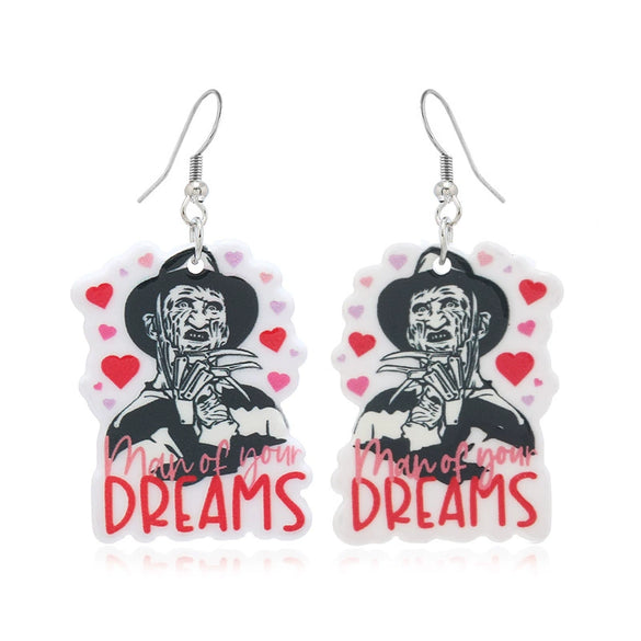 Halloween Earrings Pink Ghost Letters Acrylic Uninlaid Geometric Design Women's