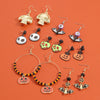 Halloween Earrings Zinc Alloy Geometric Pumpkin Bat Skull Dripping Oil Style