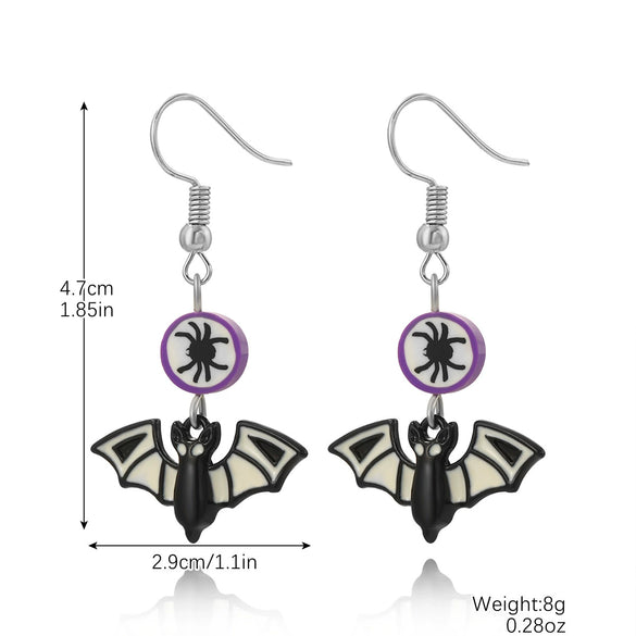 Halloween Earrings Zinc Alloy Geometric Pumpkin Bat Skull Dripping Oil Style