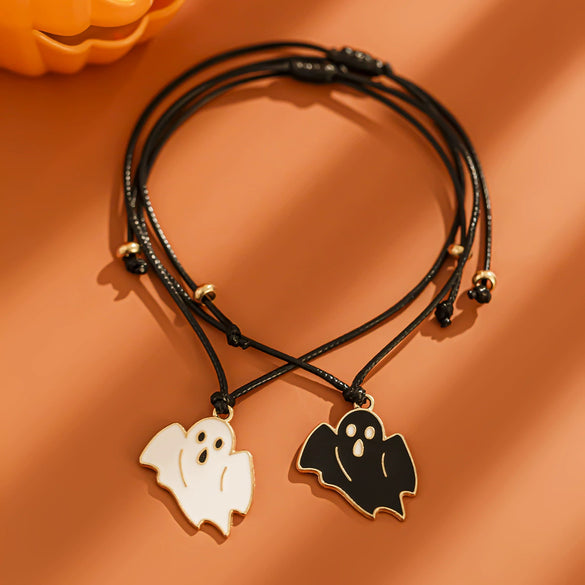 Halloween Ghost Pumpkin Cartoon Elements Alloy Electroplated Funny Drawstring Bracelet For Women