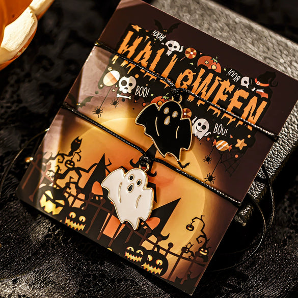 Halloween Ghost Pumpkin Cartoon Elements Alloy Electroplated Funny Drawstring Bracelet For Women