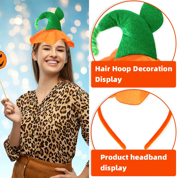 Halloween Headband Cartoon Pumpkin Shape Cloth Headwear Semi Manual Semi Mechanical Masquerade Dress Up