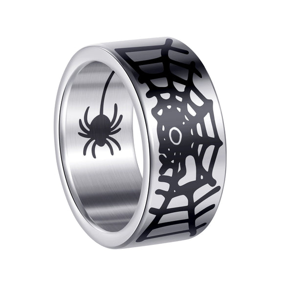 Halloween Insect Pattern Titanium Steel Ring With Electroplating