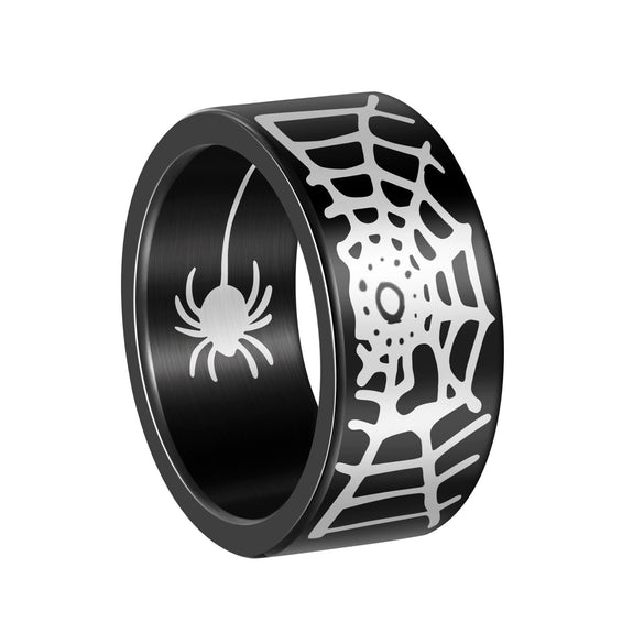 Halloween Insect Pattern Titanium Steel Ring With Electroplating