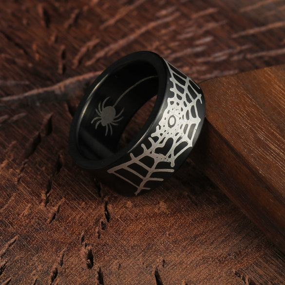 Halloween Insect Pattern Titanium Steel Ring With Electroplating
